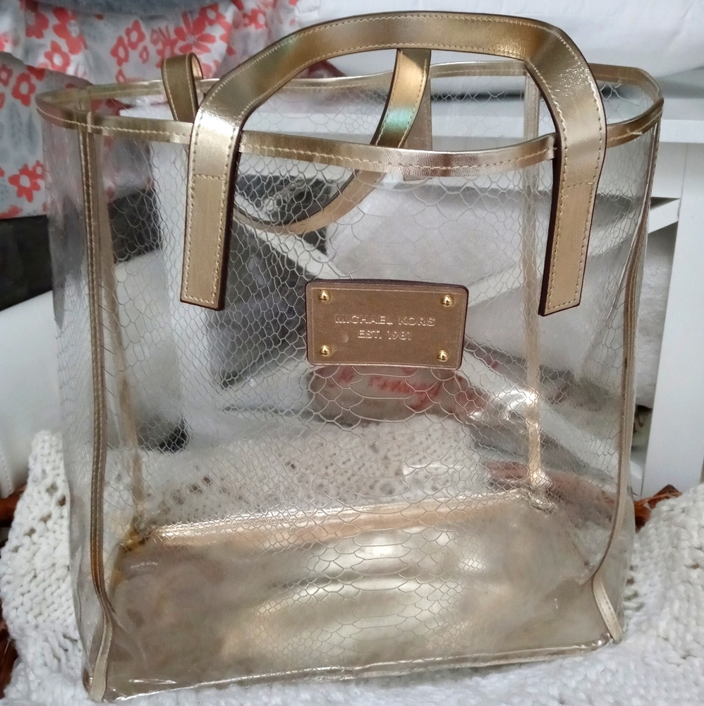MK snakeskin print clear tote